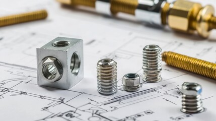 Mechanical Components on Technical Blueprint