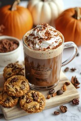 Wall Mural - Cozy Autumn Comfort: Pumpkin Spice Latte and Homemade Cookies