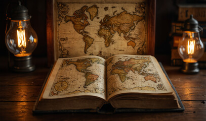 Wall Mural - World map with new style on book