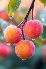 Poster - Dew-Covered Persimmons on the Branch