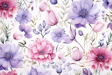 Wall Mural - watercolor floral pattern 