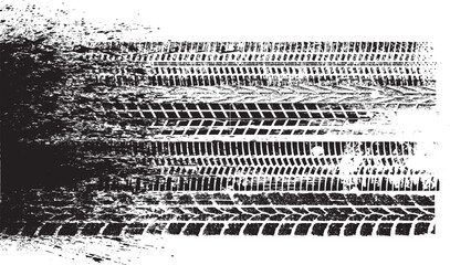 Aufkleber - Vector Print Textured Tire Track . Design Element . Car tread silhouette . Mud splash grunge texture