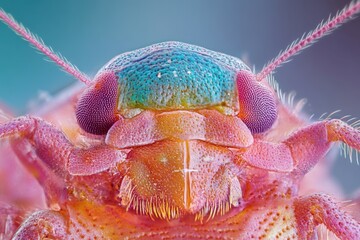 Poster - A colorized microscopic image of a bedbug