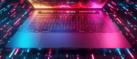 Development of cross-platform websites and mobile apps for laptop, neon vivid color