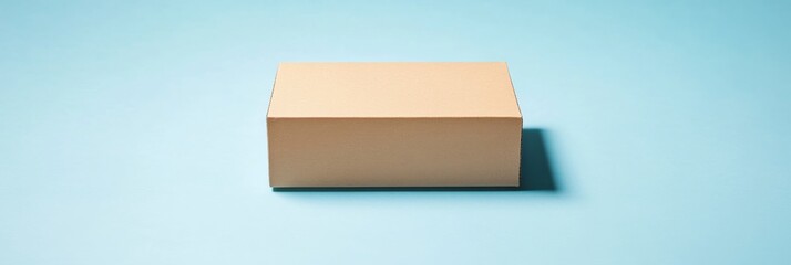 Wall Mural - a plain cardboard box is centered on a soft light blue background, highlighting simplicity and minim