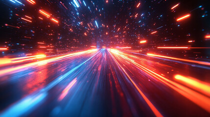 Wall Mural - neon journey through hyperspace, featuring vibrant, streaking stars and dynamic trails of light, evo