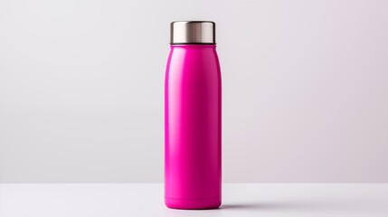 Poster - mockup metal water flask pink bottle