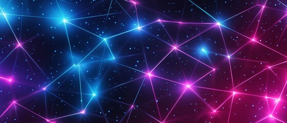 A colorful, starry background with purple and blue lines