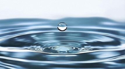 Poster - single water droplet creating ripples on a calm water surface, symbolizing tranquility, purity, and the ripple effect of a single action or thought