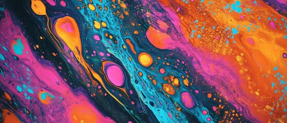 Poster - A colorful painting with a lot of dots and swirls