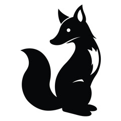 Poster - Silhouette Black Fox Line Art Vector Illustration.