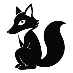 Sticker - Silhouette Black Fox Line Art Vector Illustration.