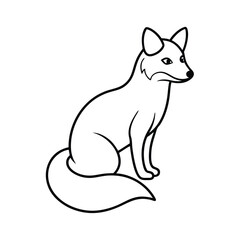 Sticker - Silhouette Black Fox Line Art Vector Illustration.