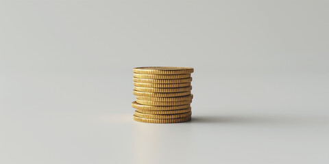 Wall Mural - Stack of Gold Coins on Blank White Background for Financial Use
