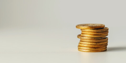 Wall Mural - Close Up of a Gold Coins on White Background: Financial Concept
