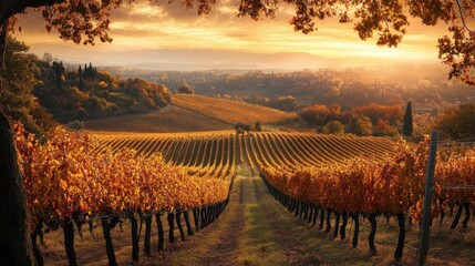 Wall Mural - Scenic vineyard in autumn