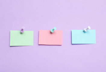 Wall Mural - Paper notes pinned on lilac background