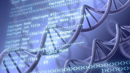 Wall Mural - spiral dna helix structure on color background.