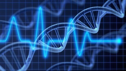 Wall Mural - spiral dna helix structure on color background.