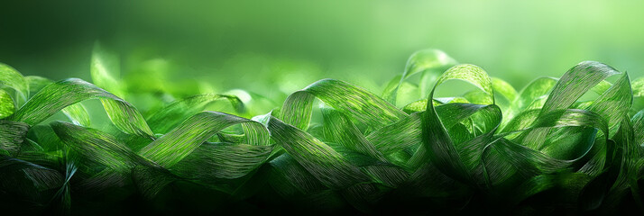 Canvas Print - Close-up of lush green grass blades with a soft, blurred background.