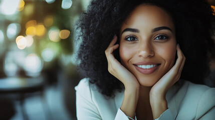 Portrait of African dark skin female business professional at office 