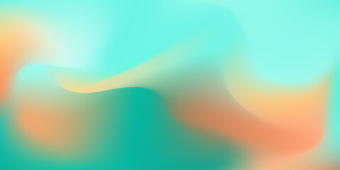 Wall Mural - Abstract pastel orange and mint teal vibrant mesh gradient colors background. Soft trendy y2k green and peach color wallpaper for mobile apps, ui design, banner, poster, business concept