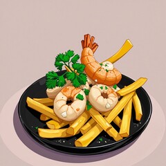 Wall Mural - A Savory Seafood and Chicken Delight