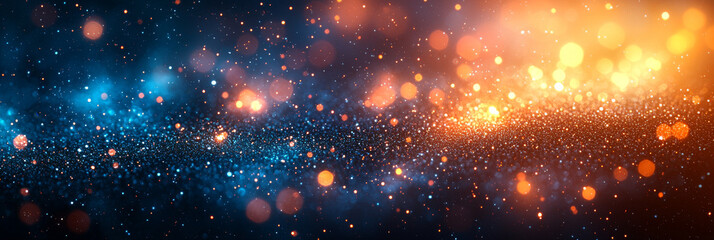 sparkling blue and orange bokeh lights, perfect for a festive background.