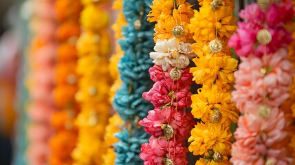 Colorful Floral Garlands with Gold Accents