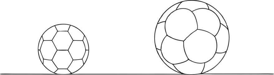 continuous single line drawing of  Soccer ball, Football, line art vector illustration black and white