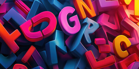 Colorful 3d alphabet letters - vibrant typography background for design trends