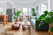 © Trinette Reed/Stocksy - Open plan modern design cottage living room