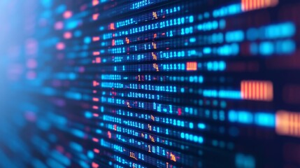 holographic coding metrics, high-performance programming, neon blue glow