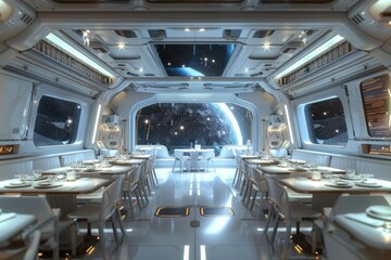 Wall Mural - a futuristic restaurant with a view of the stars