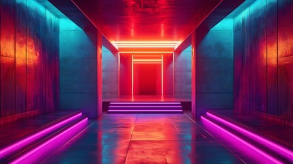 Poster - basement with neon lights