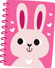 Wall Mural - School Supplies Notebook With Rabbit