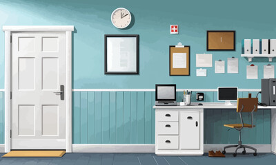 Wall Mural - A flat vector of a doctor's office.