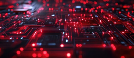 Red cyber circuit concept representing advanced technology and futuristic innovation