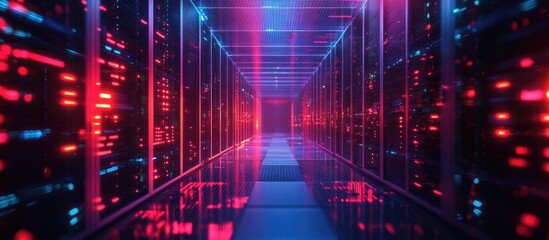 Wall Mural - ai enhanced servers boosting performance and efficiency 3d illustration focused on technology