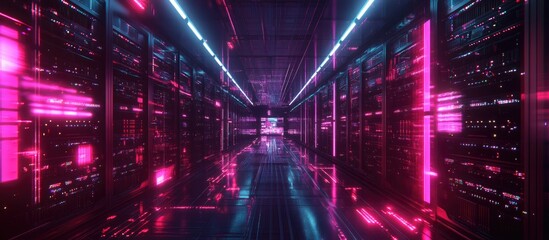 Wall Mural - ai enhanced servers boosting performance and efficiency 3d illustration focused on technology