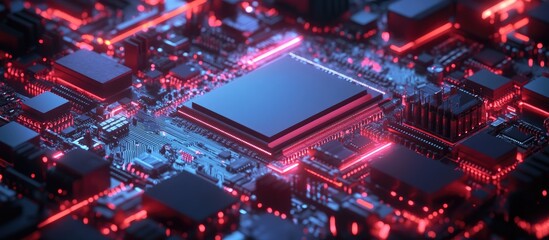 Wall Mural - isometric view of a modern cpu computer processor a technological chip representing innovative techn