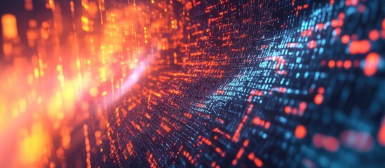 Binary code flows through a network creating an abstract futuristic cyberspace The backdrop represents modern technology