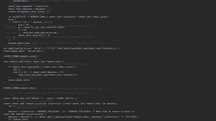 Developer is exploring code on computer screen. Code scrolling Background code programming.