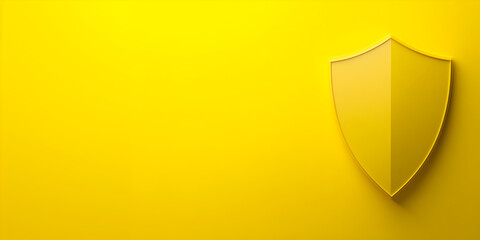 Shield protection icon web banner. Shield protection icon isolated on yellow background with copy space.