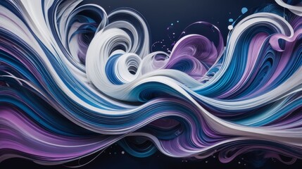 Canvas Print - Abstract Painting of Blue, Purple, and White Waves