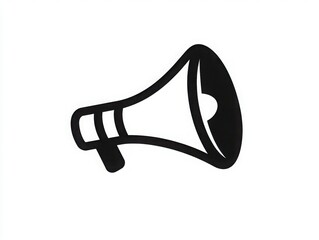 Wall Mural - bold megaphone icon stark black outline with solid fill on crisp white backdrop