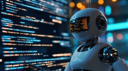 Futuristic Digital Landscape with Intelligence and Coding