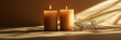 © Ice Cream Paradise - two candles, one tall and one short, with soft, flickering flames against an isolated muted brown background