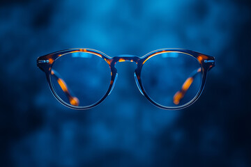 Canvas Print - A pair of glasses floating in mid-air, suggesting the wearer has vanished. Concept of magical disappearance and object invisibility.