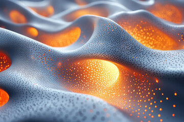 Wall Mural - an abstract sculpture with shifting patterns and lights that change as you move around it. concept o